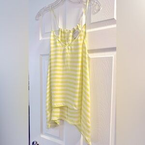 *SOLD* Mason by Michelle Mason Grey: 100% Silk Striped Tank, Yellow- White, Sz 6
